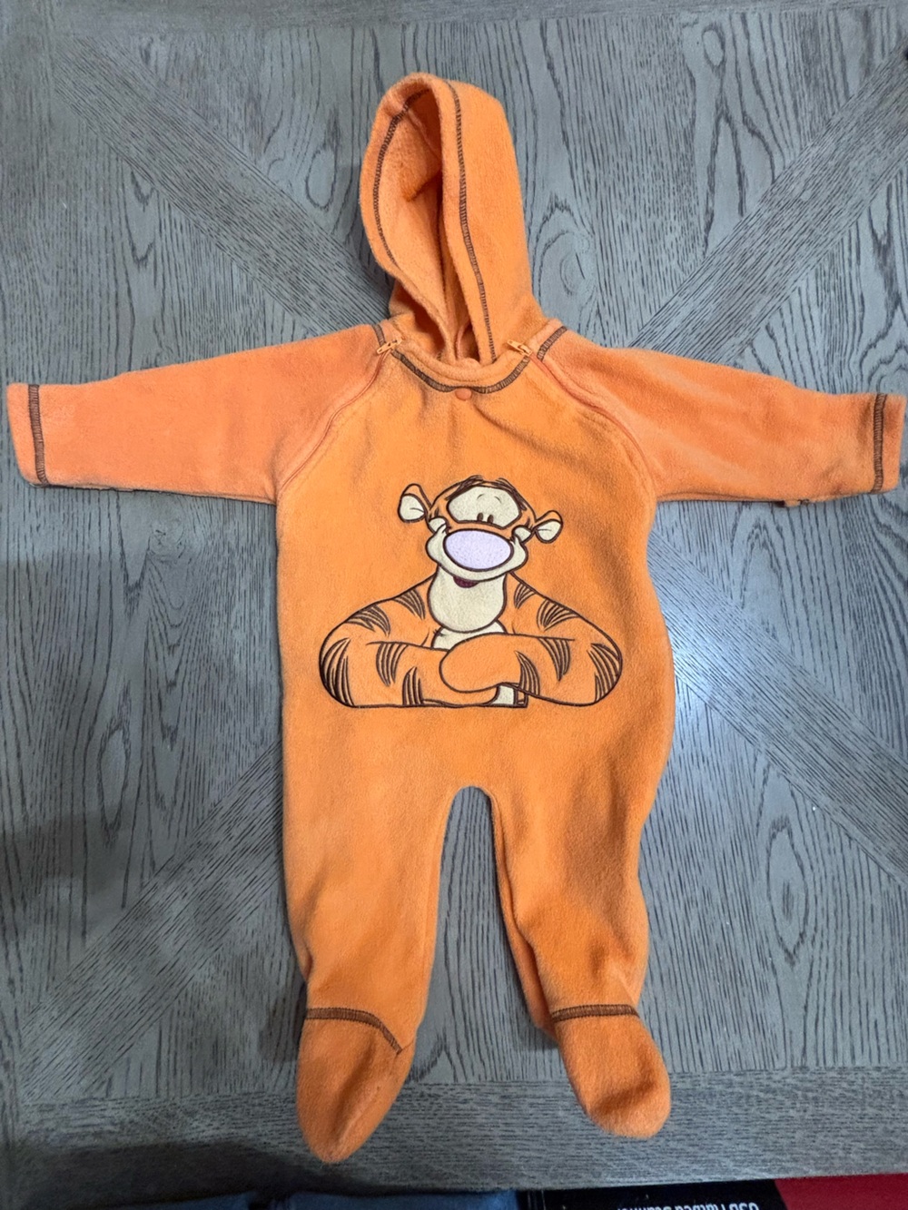 DISNEY Tigger 3/6 Month Orange FLEECE SNOW SUIT/Halloween Costume W Hoodie